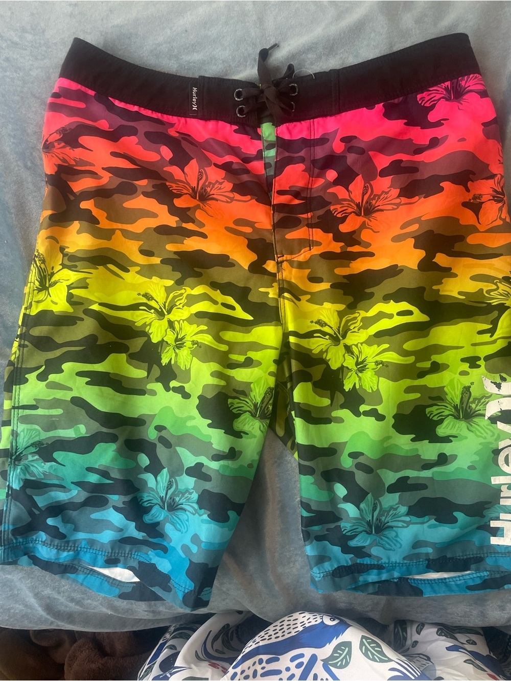 Hurley Gray and Pink Swim Trunks